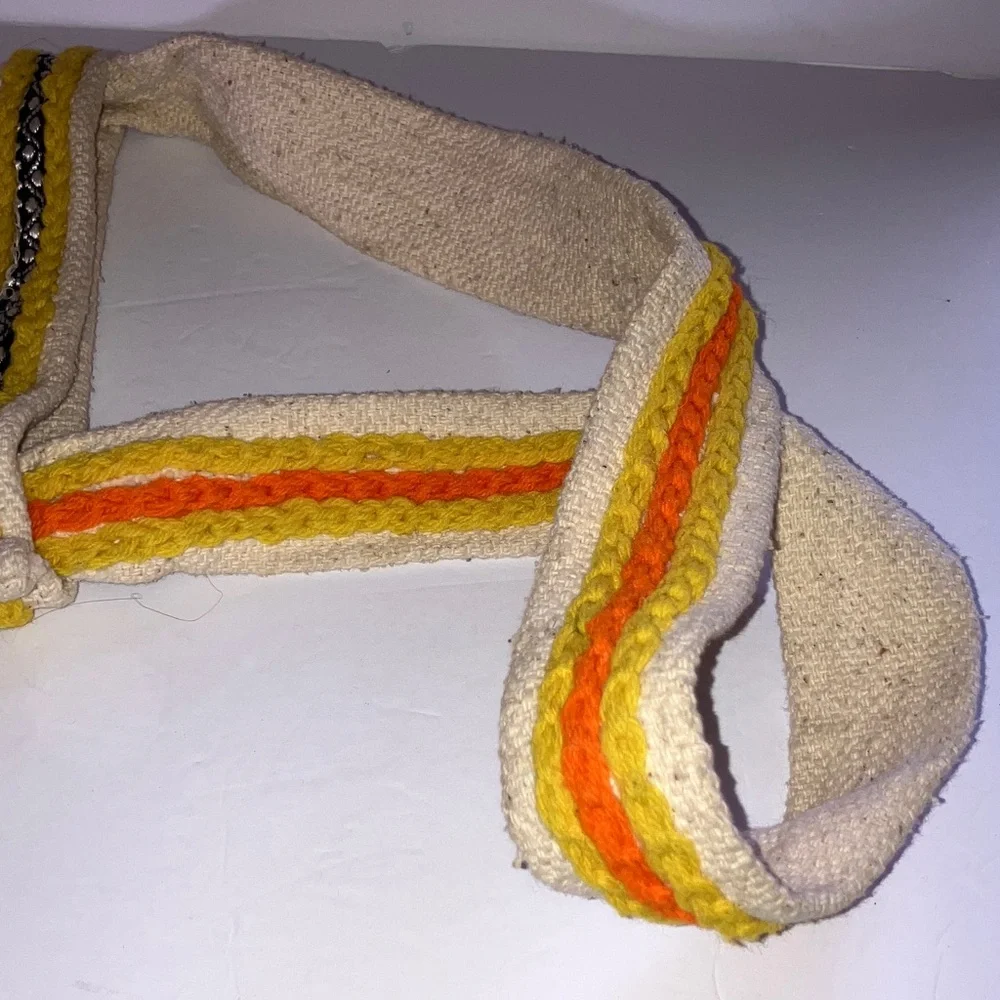 Vintage Owl Design Needlework Crafted Satchel 13x12” Yellow Orange Pink Green‎
